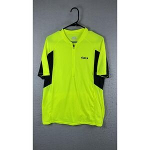Louis Garneau Cycling Jersey Mens Medium Yellow 1/4 Zip Short Sleeve Hi Vis